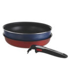 Poêle + wok avec poignée amovible - TEFAL en promo à 34,99 € chez Stokomani Poêle + wok avec poignée amovible - TEFAL dans le catalogue Stokomani
