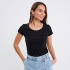 T-shirt coton col rond manches courtes noir femme à La Halle dans Haguenau T-shirt coton col rond manches courtes noir femme à La Halle dans Haguenau