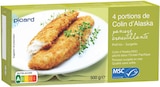 Picard - 4 portions de filet de colin d'Alaska panées MSC : offre du catalogue Promo 4 portions de filet de colin d'Alaska panées MSC à 5,43 € dans le catalogue Picard ""