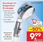 Duschkopf mit Stopptaste & Druckregler von EASYmaxx für 9,99 € bei Netto Marken-Discount im Angebot Duschkopf mit Stopptaste & Druckregler von EASYmaxx im aktuellen Netto Marken-Discount Prospekt